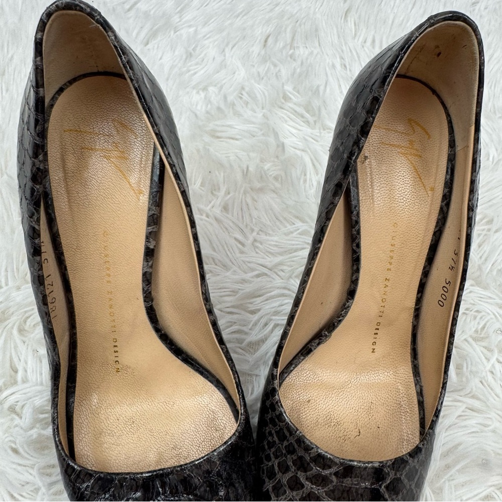 Giuseppe Zanotti Peep Toe Python Leather High Hee… - image 7